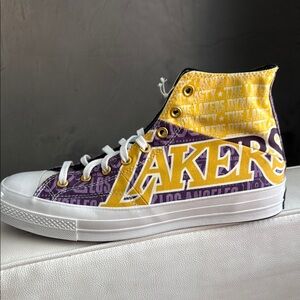 Converse Purple and Yellow High-Top Sneakers